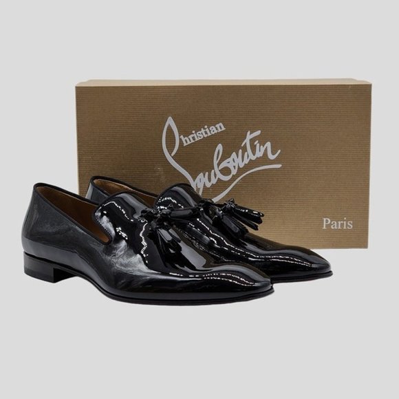 Christian Louboutin Dandelion Tassel Tuxedo Patent Leather Loafers 43.5 - Picture 2 of 8